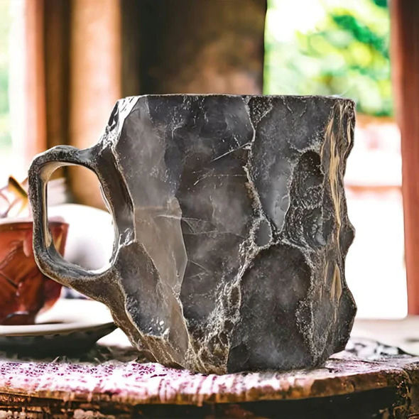 Crystal Coffee Mug with Faceted Gemlike Surface and Ergonomic Handle, 10.14 Fl Oz