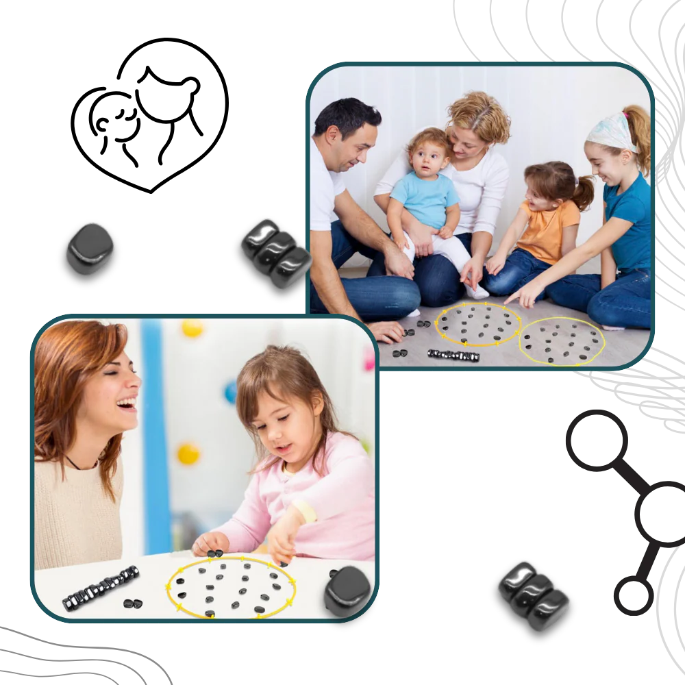 Magnetic Strategy Game with Rope Boundary and 20 Magnetic Pieces, Portable Storage Bag
