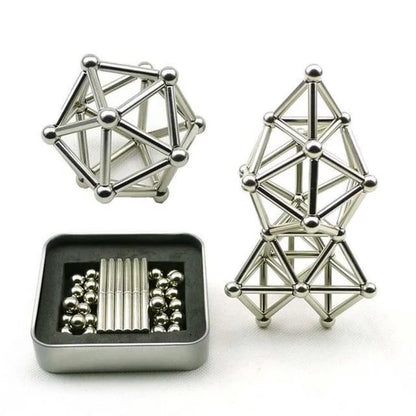 Magnetic Building Set with 36 Sticks and 27 Balls, Metal Storage Tin Zolana