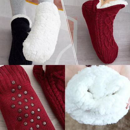 Thermal Socks with Non-Slip Grip and Cushioned Sole, Stretch Knit
