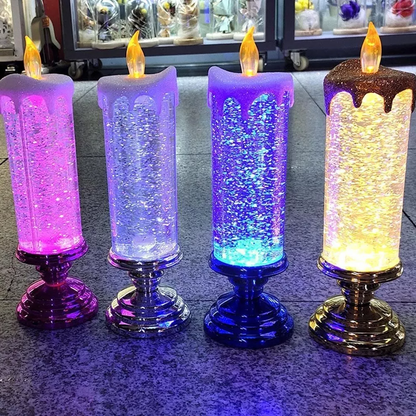 LED Glitter Candle with Color Changing LEDs and Rotating Glitter, USB or AAA Power