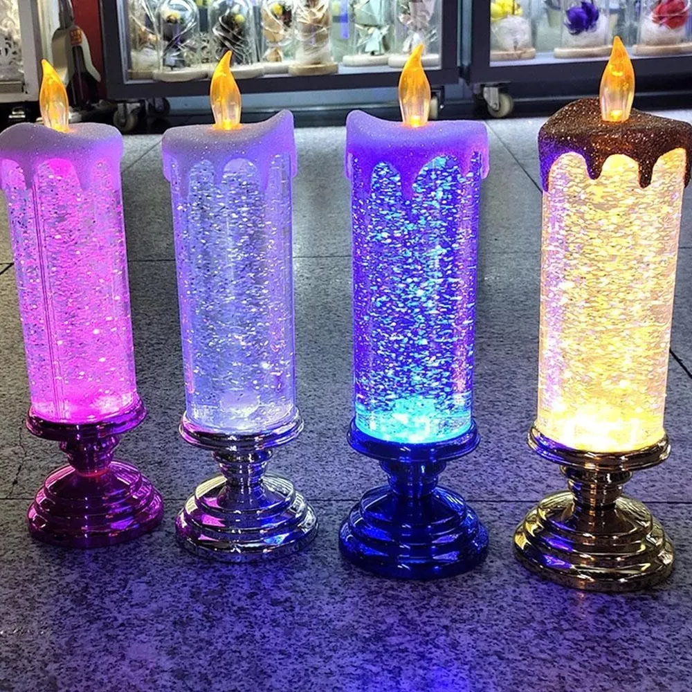 LED Glitter Candle with Color-Changing Rotating Light and USB/Battery Power Zolana