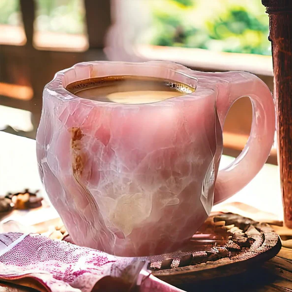 Crystal Coffee Mug with Faceted Gemlike Surface and Ergonomic Handle, 10.14 Fl Oz