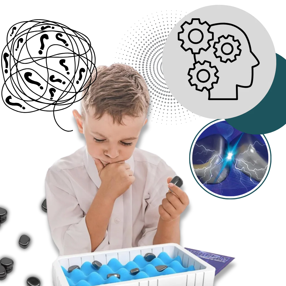 Magnetic Strategy Game with Rope Boundary and 20 Magnetic Pieces, Portable Storage Bag