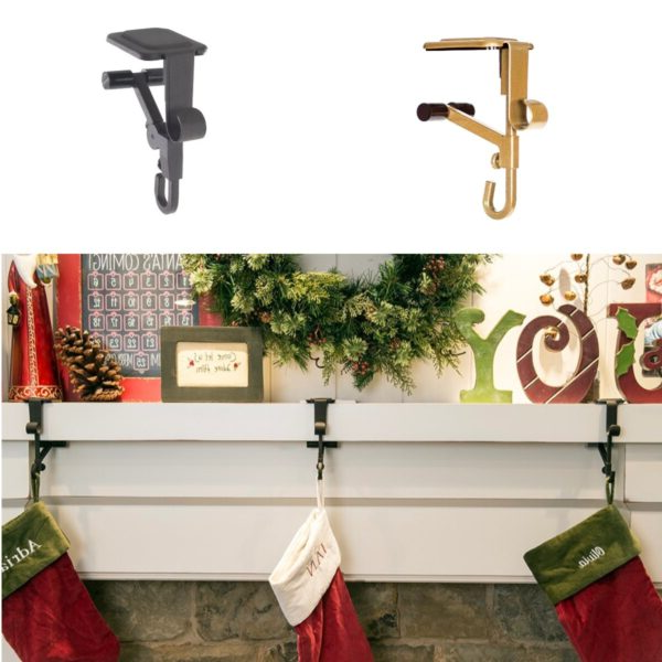 Stocking Hanger with Cantilever Grip and Dual Hooks, Fits 0.5-8.5in Mantels