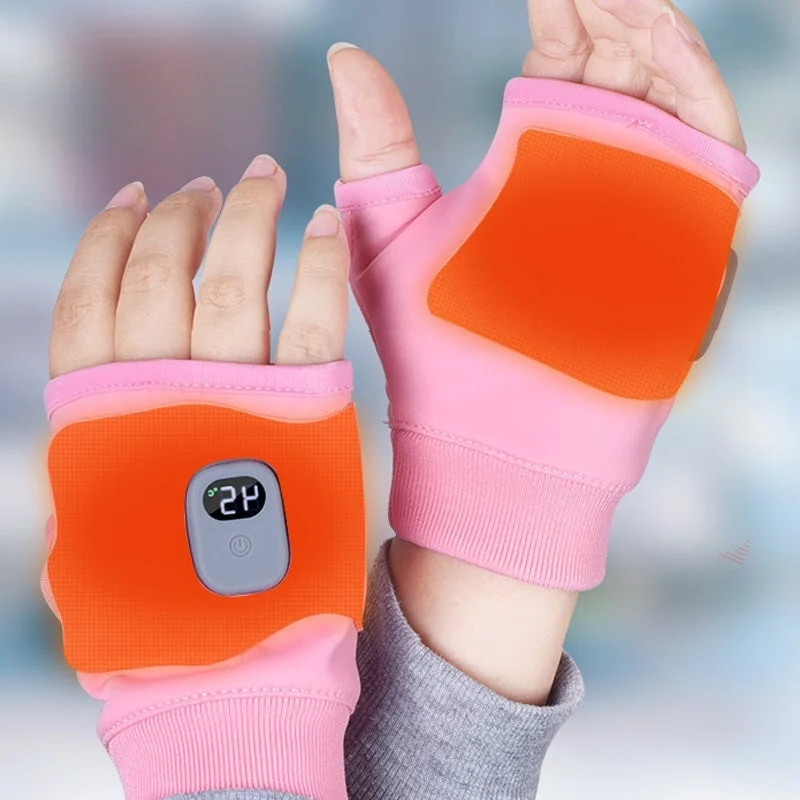 Heated Fingerless Gloves with USB-C Rechargeable Battery and 3 Heat Levels, One Size