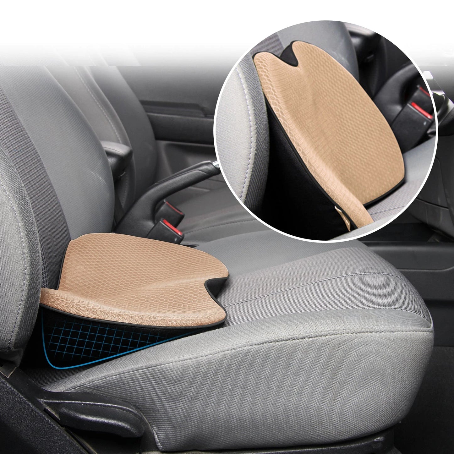Seat Booster Cushion with Memory Foam and Airflow Cover, 3.5-Inch Lift for Adults Zolana
