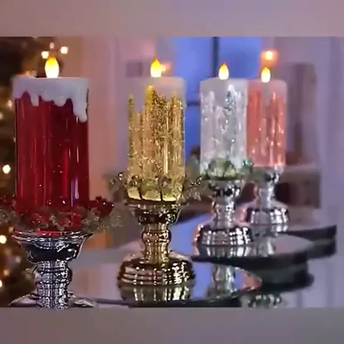LED Glitter Candle with Color-Changing Rotating Light and USB/Battery Power Zolana