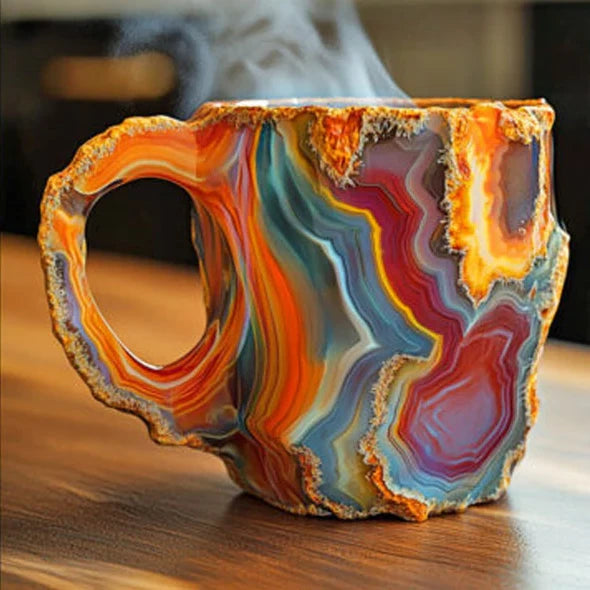 Crystal Coffee Mug with Faceted Gem-Like Finish and Comfortable Handle, 10.14 Fl Oz Zolana