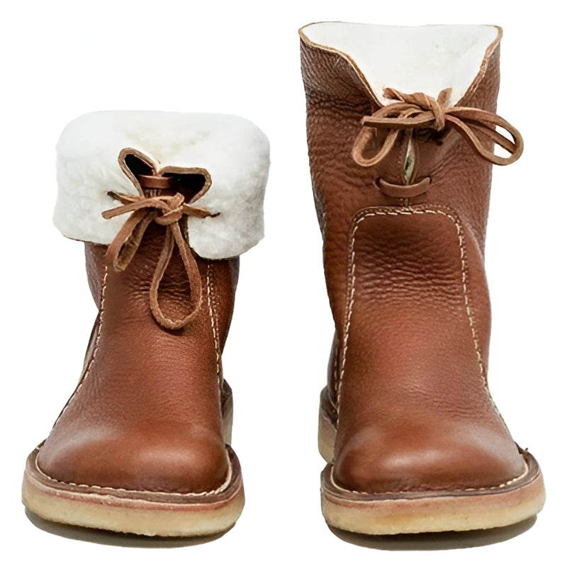 Waterproof Leather Boots with Wool Lining and Crepe Rubber Sole, Vegetable-Tanned Midsole