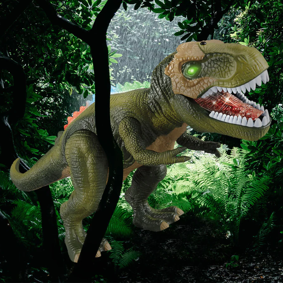Remote Control Dinosaur Toy with Color LED Spikes and Roaring Sound, Walking Motion Zolana