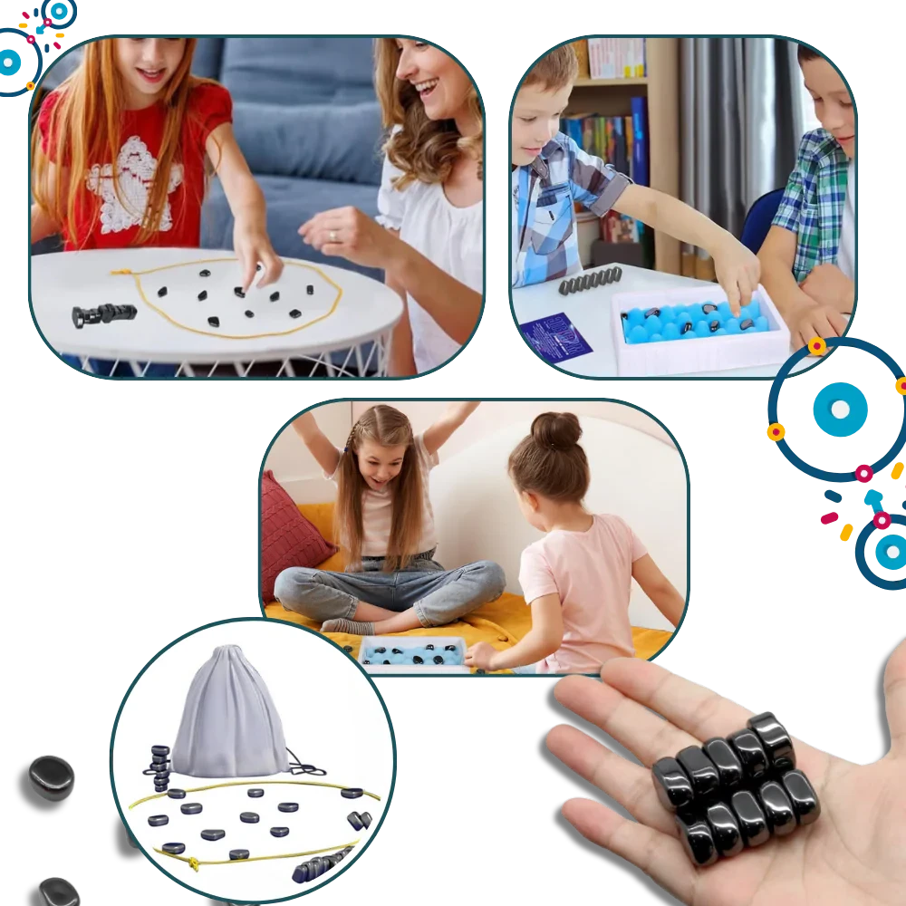 Magnetic Strategy Game with Adjustable Rope Boundary and 20 Magnetic Pieces, Portable Bag Zolana