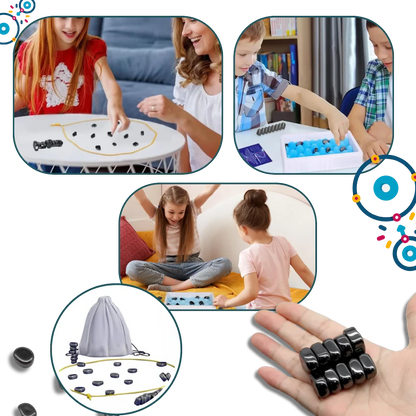 Magnetic Strategy Game with Adjustable Rope Boundary and 20 Magnetic Pieces, Portable Bag Zolana