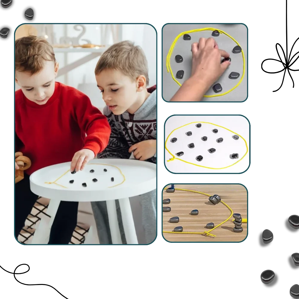 Magnetic Strategy Game with Adjustable Rope Boundary and 20 Magnetic Pieces, Portable Bag Zolana