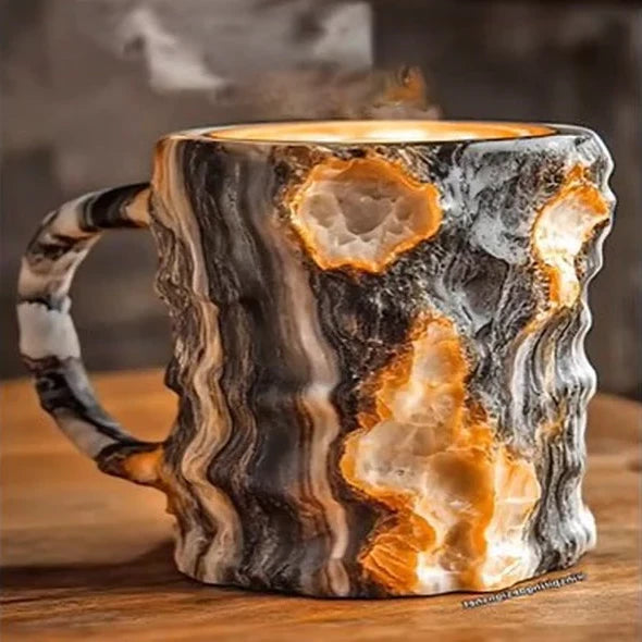 Crystal Coffee Mug with Faceted Gem-Like Finish and Comfortable Handle, 10.14 Fl Oz Zolana