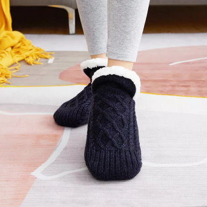 Thermal Socks with Non-Slip Grip and Cushioned Sole, Stretch Knit