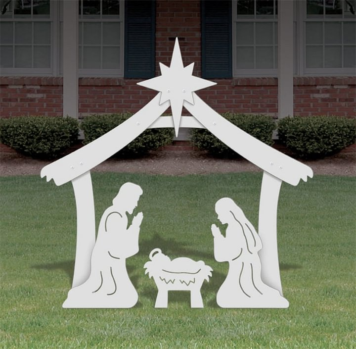 Outdoor Nativity Set with Weather-Resistant PVC and Hand-Painted Detail, 4-Piece