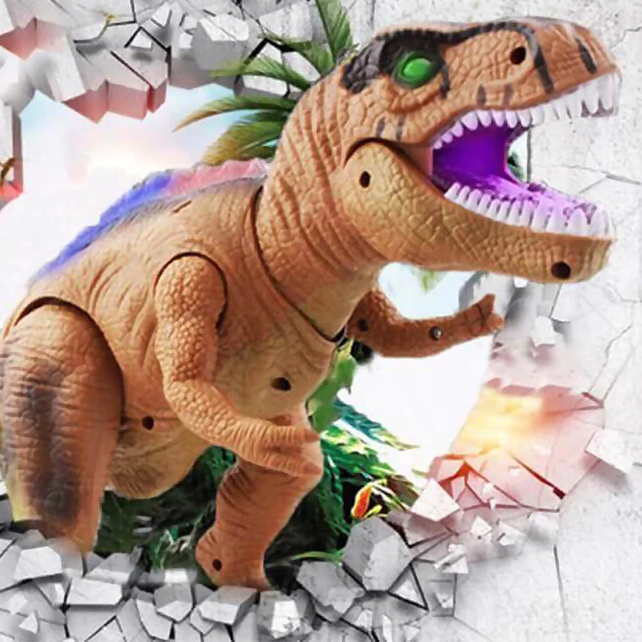 Remote Control Dinosaur Toy with Color LED Spikes and Roaring Sound, Walking Motion Zolana