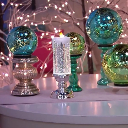 LED Glitter Candle with Color Changing LEDs and Rotating Glitter, USB or AAA Power