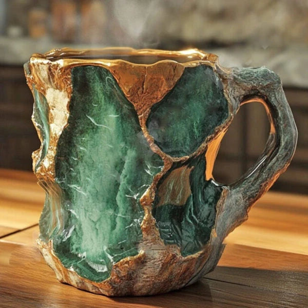 Crystal Coffee Mug with Faceted Gem-Like Finish and Comfortable Handle, 10.14 Fl Oz Zolana