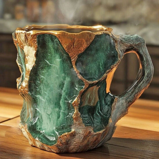 Crystal Coffee Mug with Faceted Gem-Like Finish and Comfortable Handle, 10.14 Fl Oz Zolana
