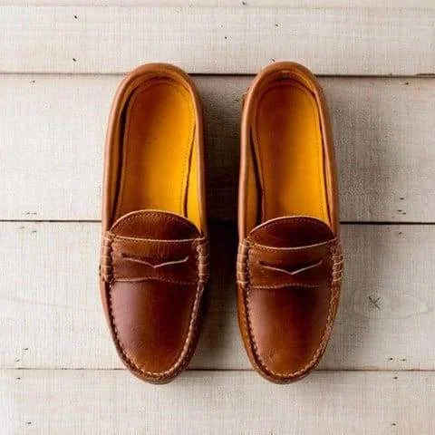 Women's Slip-On Loafers with Low Heel and Cushioned Footbed, Synthetic Leather