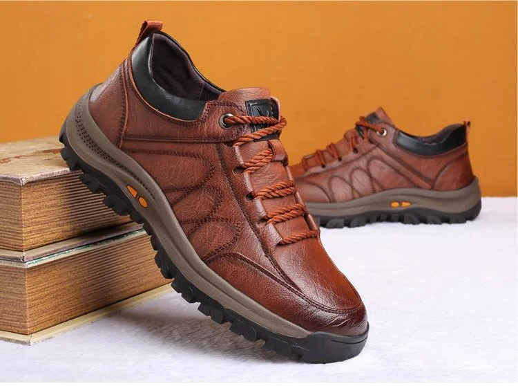 Men's Arch Support Shoes with Removable Insert and Non-Slip Outsole, Breathable Leather