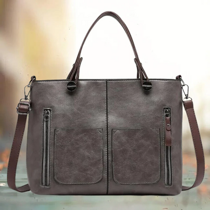 Leather Crossbody Bag with Adjustable Detachable Strap and Tablet Sleeve, Multiple Pockets