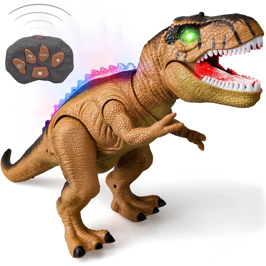 Remote Control Dinosaur Toy with Color LED Spikes and Roaring Sound, Walking Motion Zolana