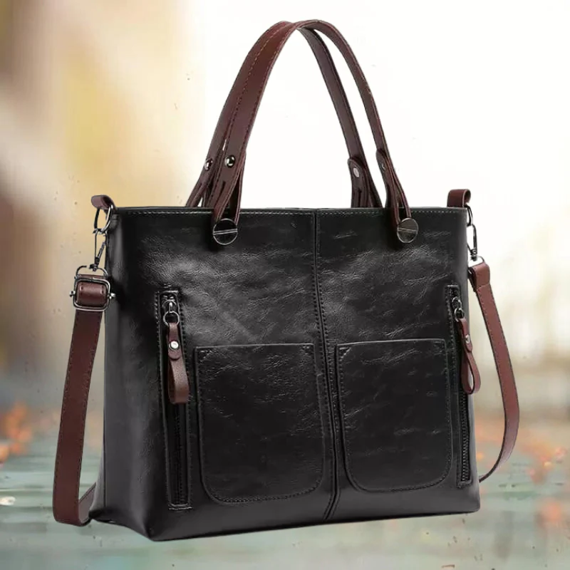 Leather Crossbody Bag with Adjustable Detachable Strap and Tablet Sleeve, Multiple Pockets
