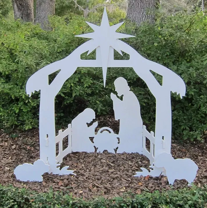Outdoor Nativity Set with Weather-Resistant PVC and Hand-Painted Detail, 4-Piece