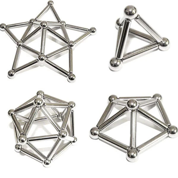 Magnetic Building Set with 36 Sticks and 27 Balls, Metal Storage Tin Zolana