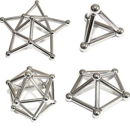 Magnetic Building Set with 36 Sticks and 27 Balls, Metal Storage Tin Zolana