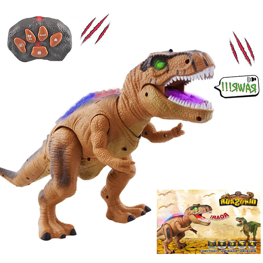 RC Dinosaur Toy with Multi-Color LED Lights and Roaring Movement, 17 Inch