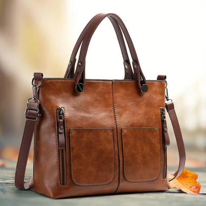 Leather Shoulder Bag with Padded Tablet Sleeve and Adjustable Strap, Full-Grain Leather Zolana