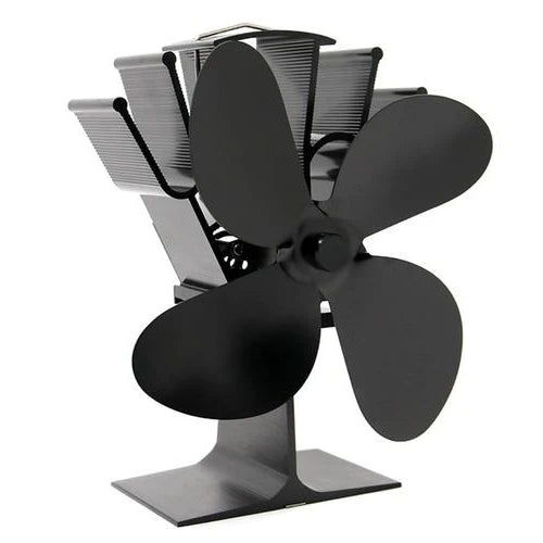 Wood Stove Fan with Heat-Powered Motor and Quiet 4-Blade Design, Anodized Aluminum Zolana