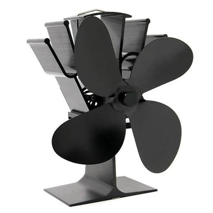 Wood Stove Fan with Heat-Powered Motor and Quiet 4-Blade Design, Anodized Aluminum Zolana