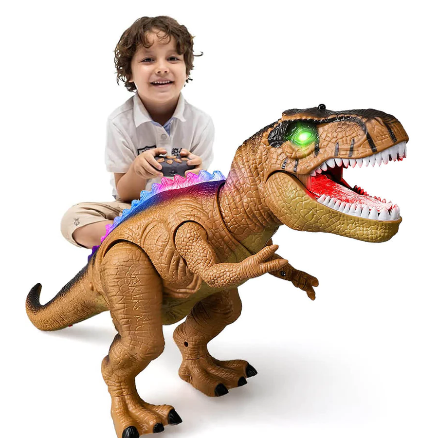 RC Dinosaur Toy with Multi-Color LED Lights and Roaring Movement, 17 Inch
