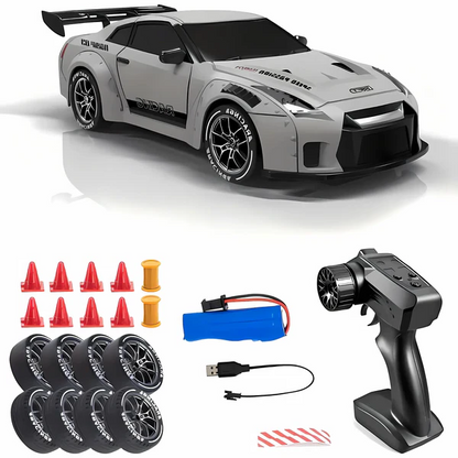 RC Drift Car with Four-Wheel Drive and Integrated LED Lights, Rechargeable Lithium Battery