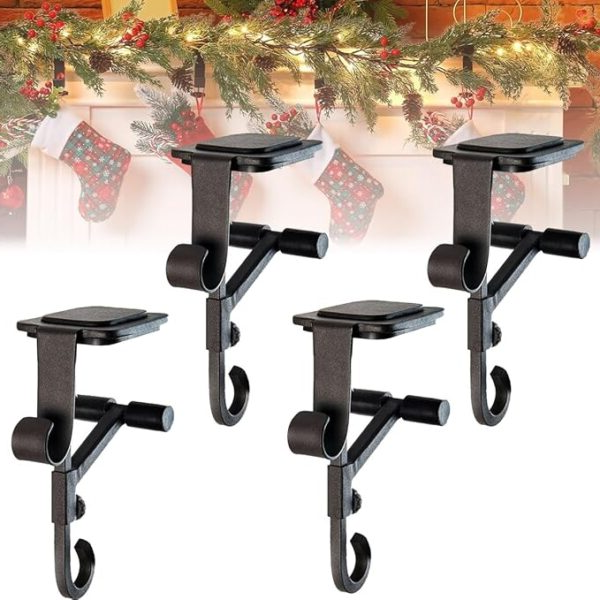 Mantel Stocking Hanger with No-Slip Clamp and Dual Hooks, Fits Up to 8.5in Mantels Zolana