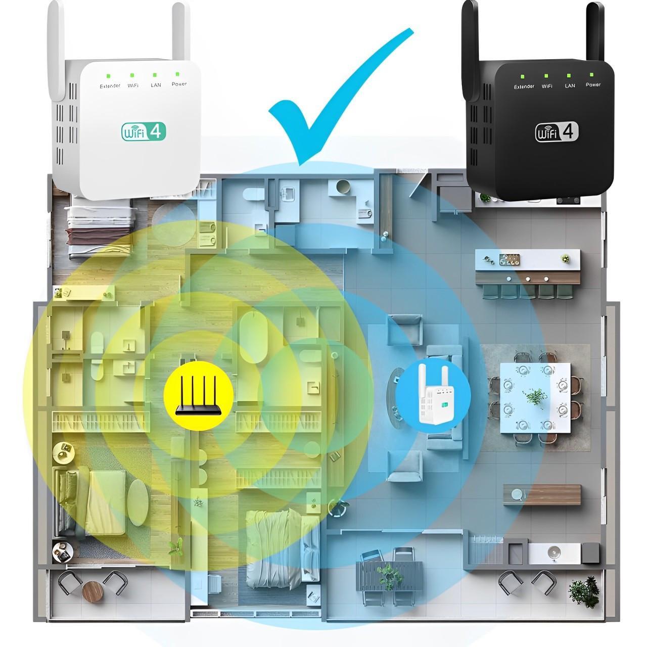 WiFi Range Extender with Gigabit LAN and 2.4 GHz Band, Compact Plug-In Design