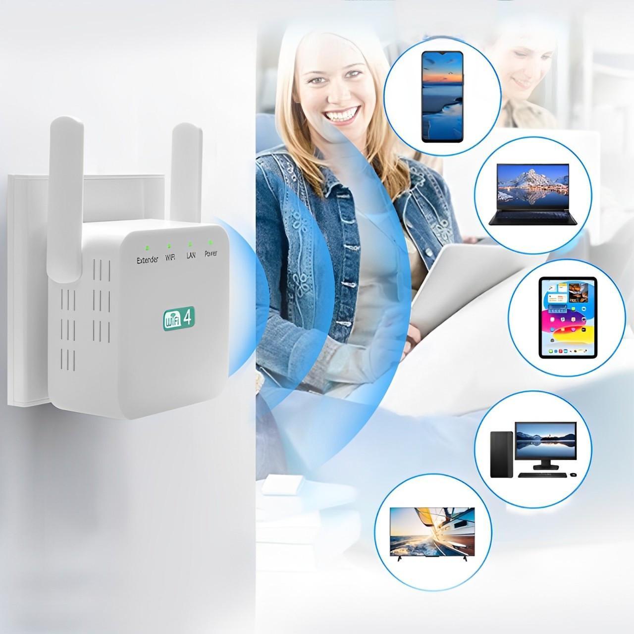 WiFi Range Extender with Gigabit LAN and 2.4 GHz Band, Compact Plug-In Design