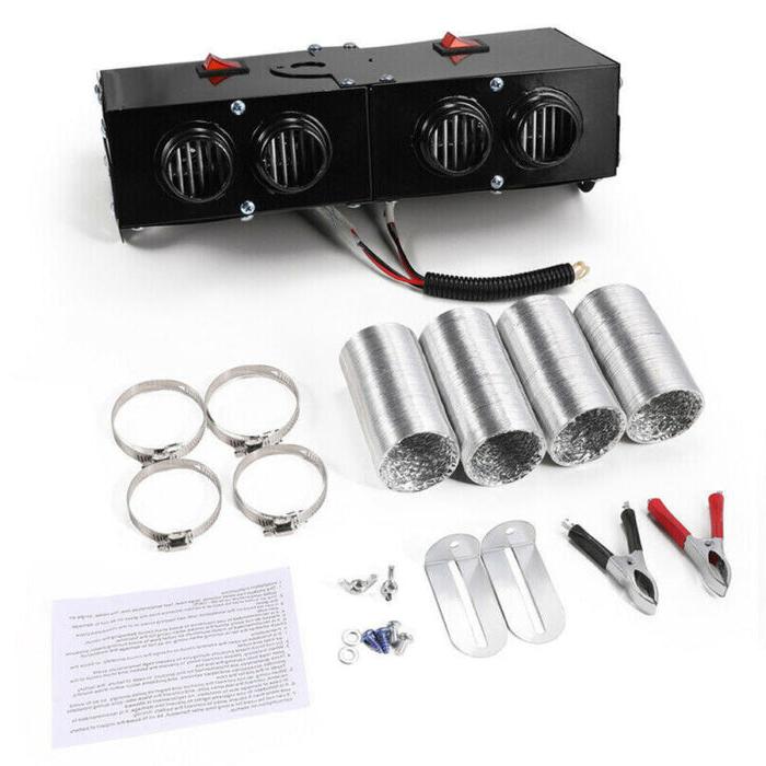 12V Car Heater with 500W Ceramic Element and Four Vents, Compact Dashboard Mount