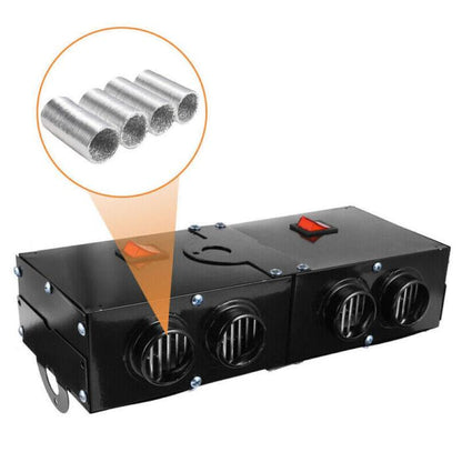 12V Car Heater with 500W Ceramic Element and Four Vents, Compact Dashboard Mount